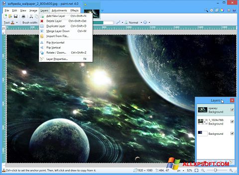 Ekrano kopija Paint.NET Windows XP